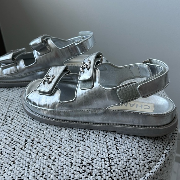 Chanel Silver Dad Sandals 22 Season - Picture 9 of 12